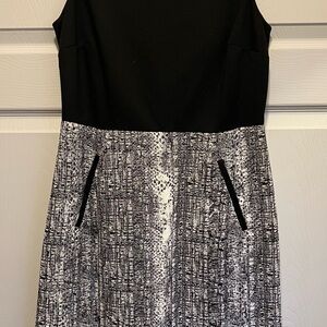 LOFT Black and White Textured Dress